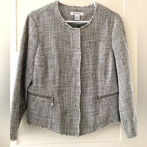 Women’s Liz Claiborne Cropped Gray Tweed Blazer Size L